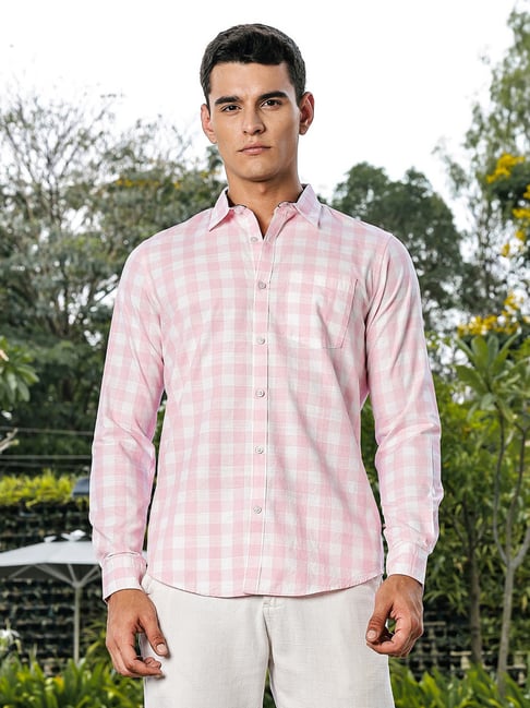 Thomas Scott Pink Slim Fit Checks Shirt-picture-20