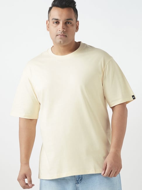 Bewakoof Men's Off White Oversized Plus Size T-Shirt