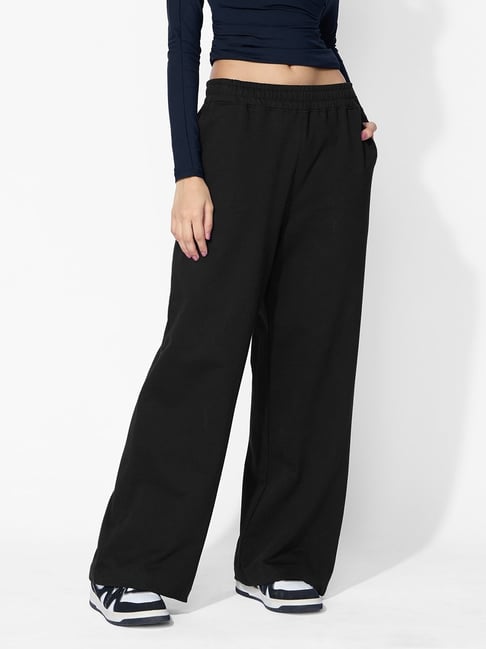 The Souled Store Black Cotton Flare Fit Trackpants-picture-32