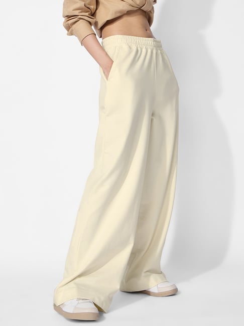 The Souled Store Off-White Cotton Flare Fit Trackpants-picture-15