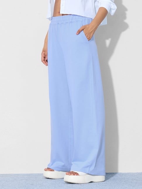 The Souled Store Powder Blue Cotton Flare Fit Trackpants-picture-32