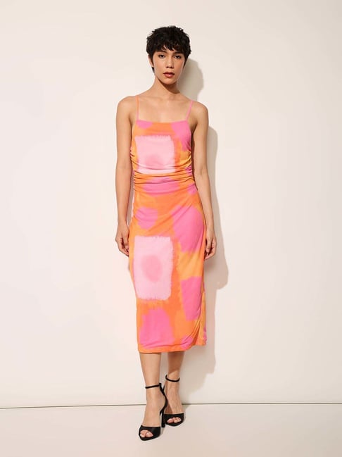 Only Orange Bodycon Printed Dress