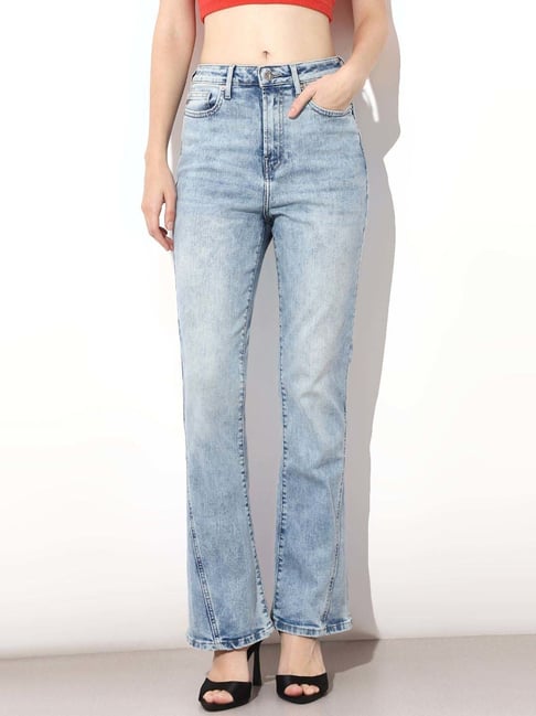 Only Blue Cotton Flaired Fit Jeans-picture-34