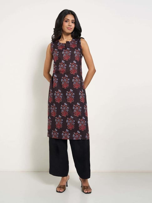 Rangmanch By Pantaloons Brown Stone Cotton Regular Fit Printed Kurta-picture-14