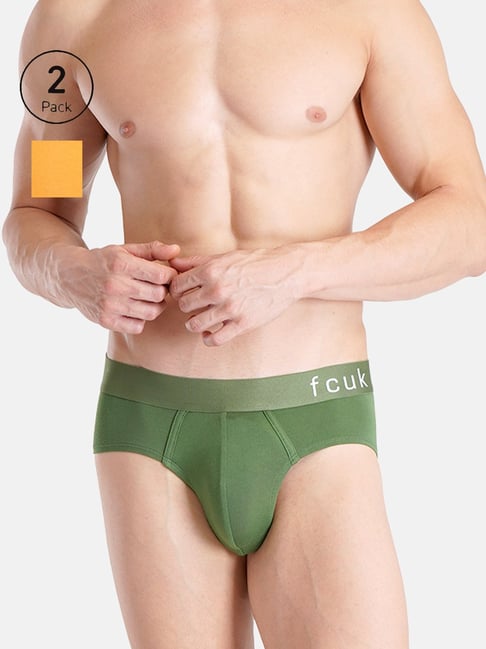 FCUK Green Modal Solid Briefs Pack of 2-picture-27
