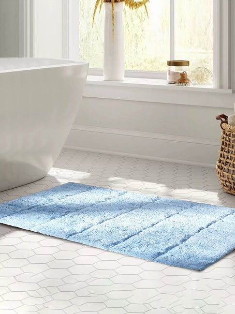 Maspar Blue Cotton Anti-Skid Quick Dry Water Absorbent Bath Mat