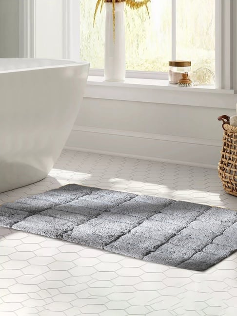 Maspar Grey Cotton Anti-Skid Quick Dry Water Absorbent Bath Mat