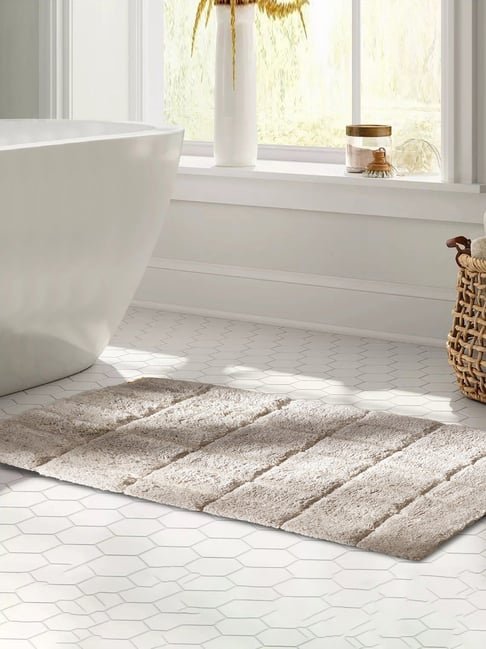 Maspar Beige Cotton Anti-Skid Quick Dry Water Absorbent Bath Mat