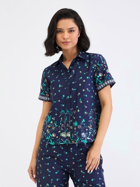 Elle Blue Relaxed Fit Printed Shirt-picture-14