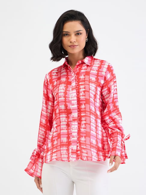 Elle Red Relaxed Fit Printed Shirt-picture-48