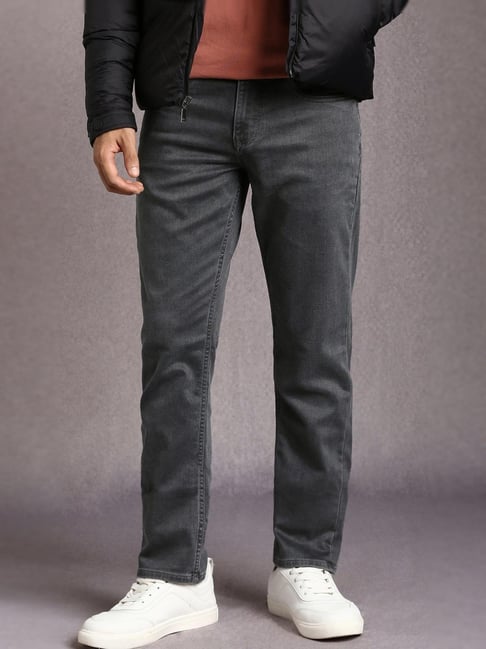 Louis Philippe Grey Slim Fit Solid Jeans-picture-26