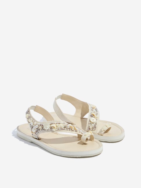 LUNA BLU by Westside Ivory Embellished Sandals