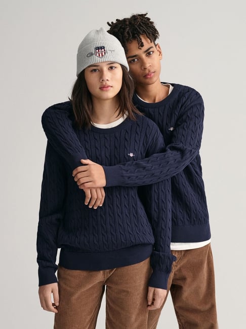 GANT Blue Regular Fit Self Design Sweater-picture-44