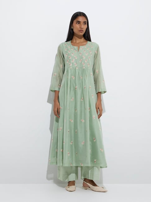 Zuba by Westside Sage Floral Embroidered Fit-and-Flare Kurta