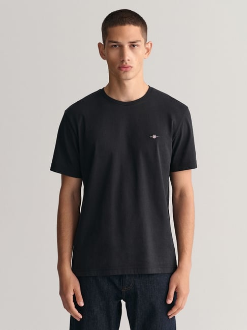 GANT Black Regular Fit Solid T-Shirt-picture-32