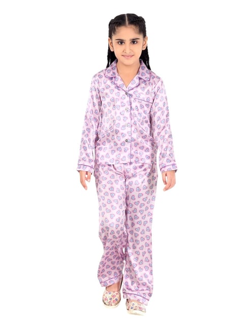 Tiny Girl Purple Barbie Printed Night Suit