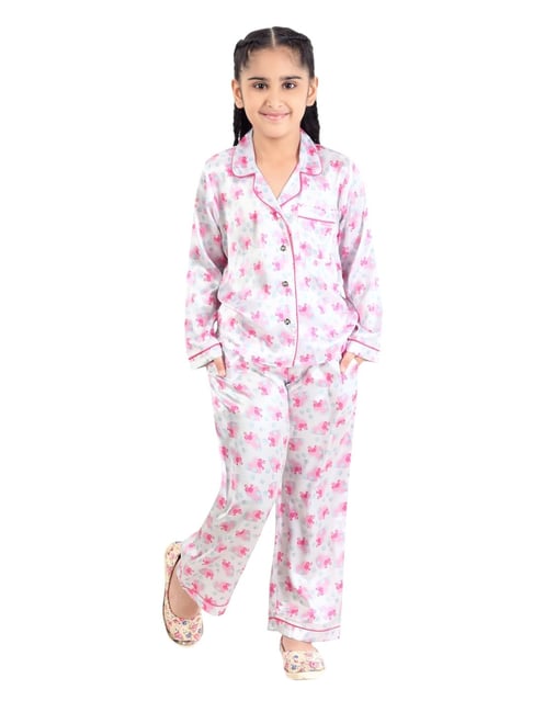 Tiny Girl Off White Barbie Printed Night Suit