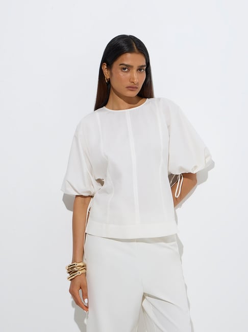 Wardrobe by Westside Ivory Cotton Top-picture-20