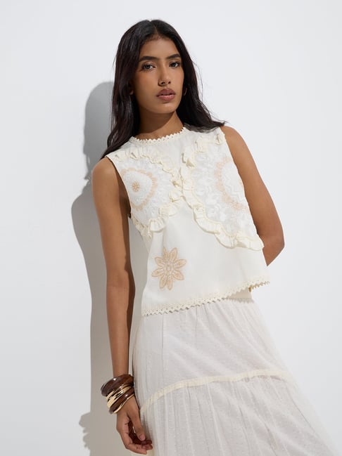 LOV by Westside Off-White Embroidered Cotton Top-picture-42