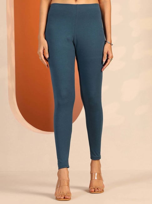 Libas Blue Cotton Slim Fit Leggings-picture-40