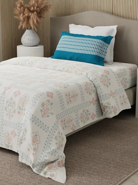 Boutique Living Valatia Karigiri Blue & White Cotton 200 TC Single Bedsheet with 1 Pillow Cover-picture-40