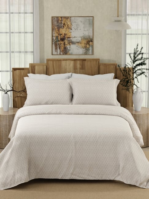 Boutique Living Gardenia Augusta White Cotton 300 TC Super King Bedsheet with 2 Pillow Covers-picture-20