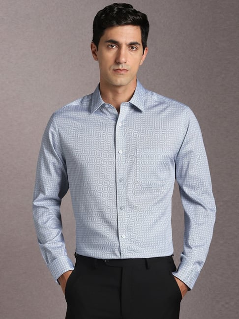 Louis Philippe Blue Cotton Regular Fit Printed Shirt-picture-16