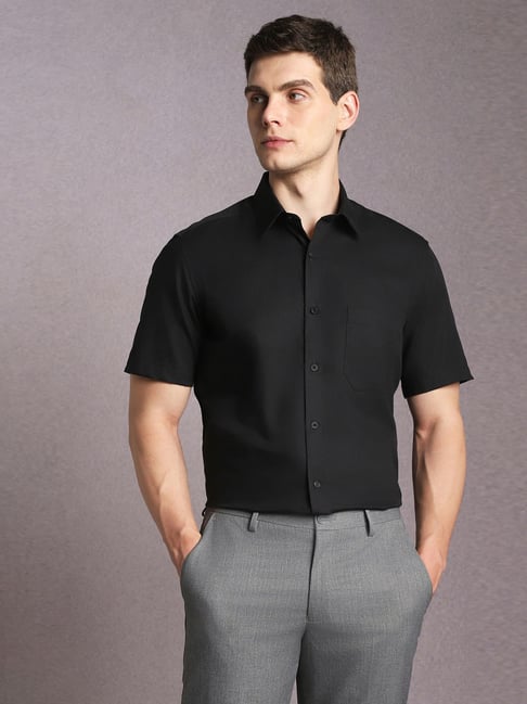 Louis Philippe Black Cotton Regular Fit Shirt-picture-30
