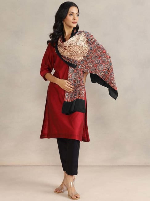 Fabindia Red Printed Stole-picture-19