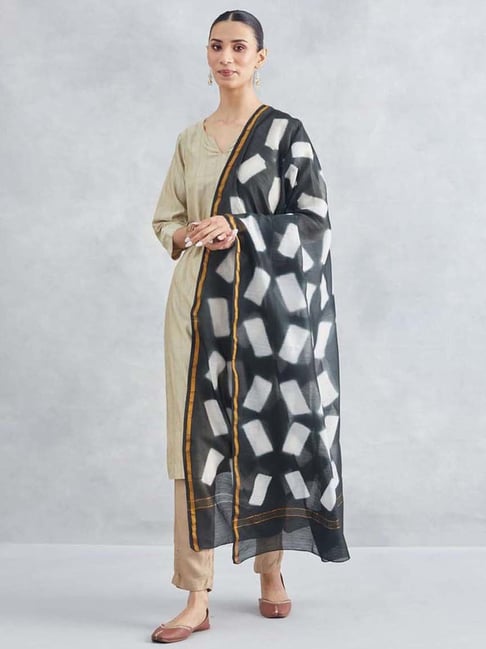 Fabindia Black Printed Dupatta-picture-28