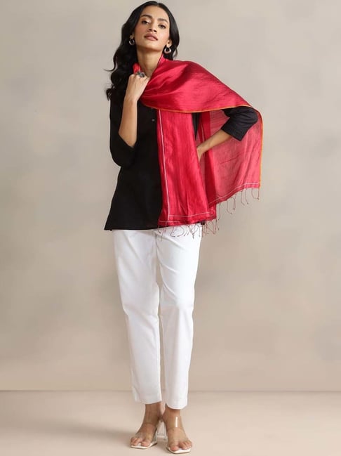Fabindia Red Woven Stole-picture-15