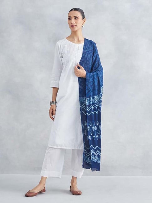 Fabindia Blue Printed Dupatta-picture-31
