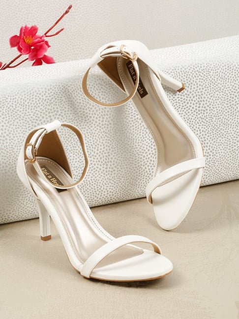 Flat n Heels Women's White Ankle Strap Sandals