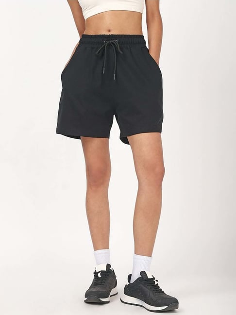 Bewakoof Black Relaxed Fit Sports Shorts