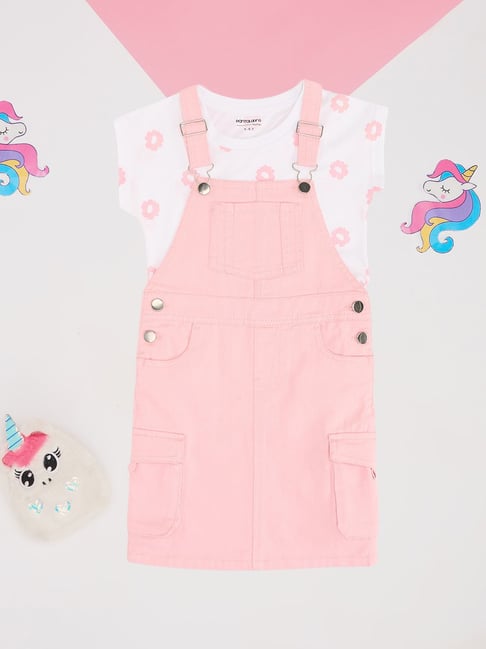 Pantaloons Junior Girls Almond Blossom Dungaree Set-picture-13