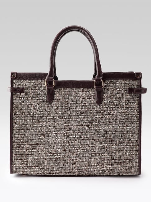 Carlton London Brown Woven Medium Leather Tote