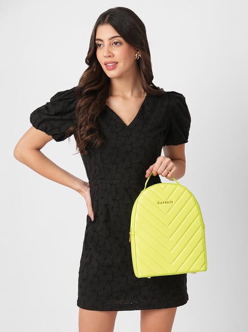 Caprese Riko Yellow Quilted Backpack