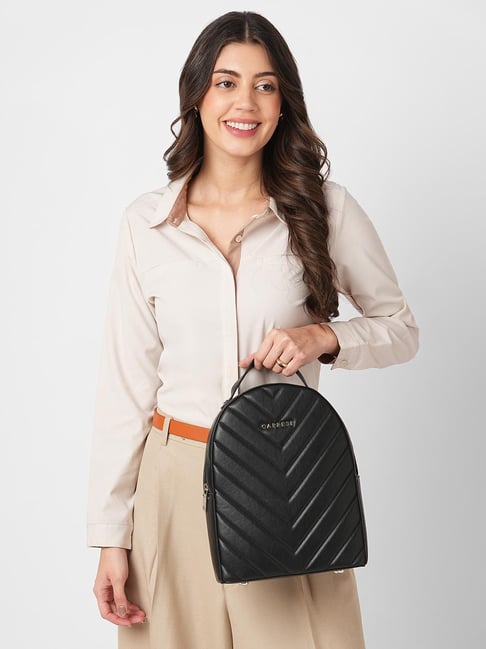Caprese Riko Black Quilted Backpack