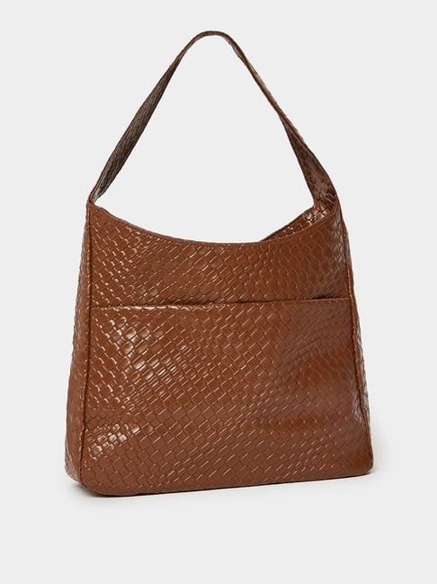 Styli Brown Woven Shoulder Bag