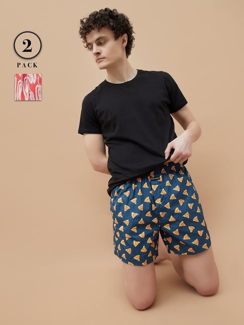 Fame Forever By Lifestyle Multicolor Cotton Regular Fit Printed Boxers - Pack Of 2