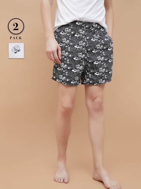 Fame Forever By Lifestyle Multicolor Cotton Regular Fit Printed Boxers - Pack Of 2