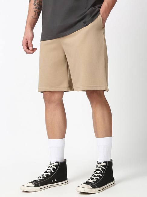 Bewakoof Brown Blended Relaxed Fit Solid Oversized Shorts-picture-19