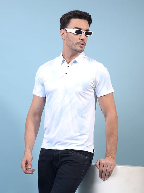 Crimsoune Club Blue Slim Fit Self Design T-Shirt