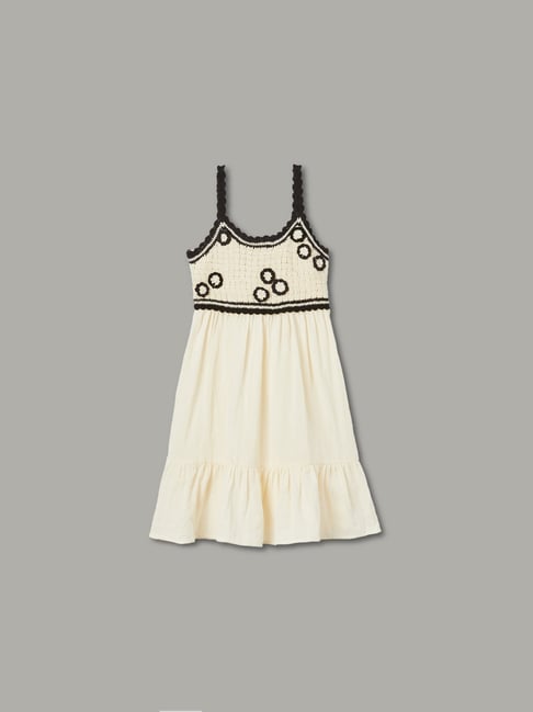 Fame Forever by Lifestyle Kids Off White Embroidered Regular Fit Dress-picture-23