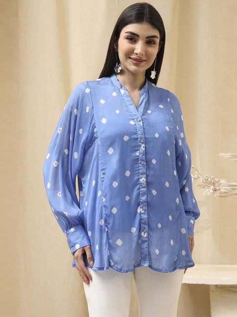 Biba Blue Straight Fit Printed Shirt-picture-32
