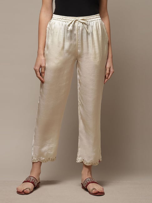 Biba Off White Relaxed Fit Pants