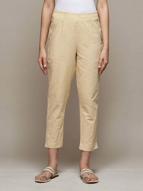 Biba Beige Cotton Narrow Pants