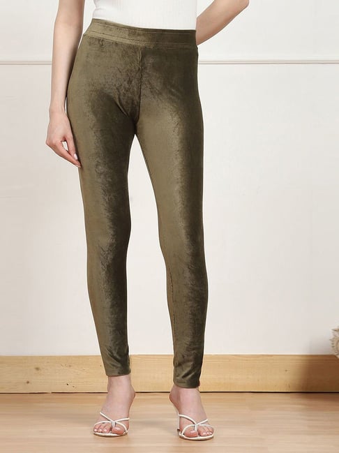 Green Faux Suede Leggings Zara SPANX Faux Suede Leggings