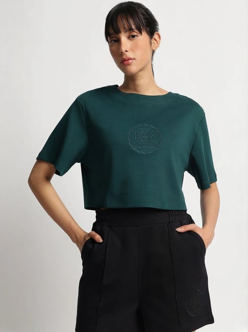 Reebok Green Regular Fit Embroidered T-Shirt-image-33