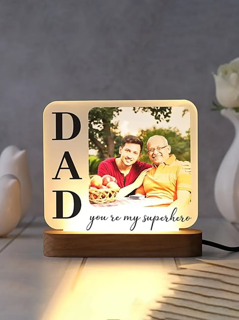 FNP Multicolor Acrylic Personalised Fathers Day Square LED Photo Lamp